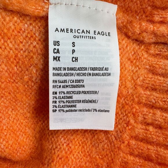 AMERICAN EAGLE Whoa So Soft NWT Orange Crew Neck Pullover Sweater - Picture 5 of 7